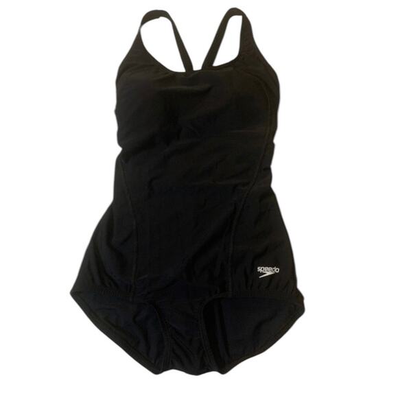 Speedo Razorback One Piece Swim Suit Black Size 6 Powerflex - Picture 1 of 7